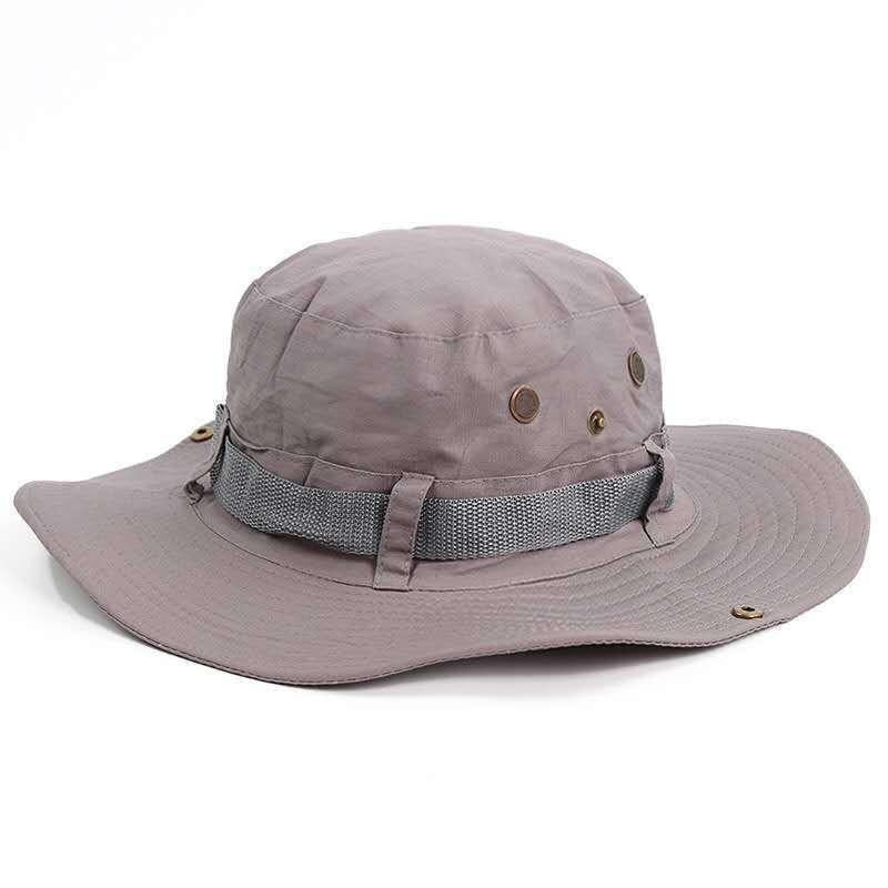 Boonie Hat Beige Broad-brimmed Hat Checked Cloth Men Women Mountaineering Outdoor Double-sided