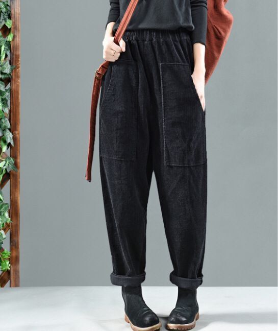 Corduroy All-match Casual Harem Trousers Women