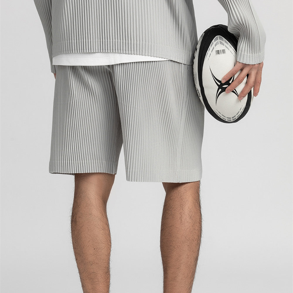 Thin Loose Casual Pants Pleated Elastic Waist Shorts For Men