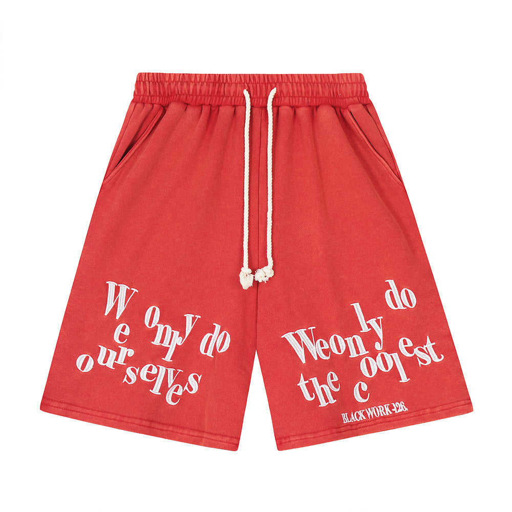 Fashion English Letter Loose Shorts Men