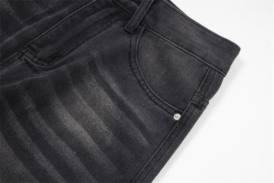 Distressed Washed Denim Loose Trousers For Men