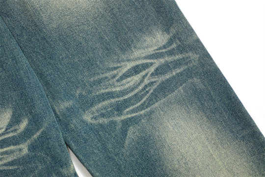 Washed Denim Loose Trousers For Men