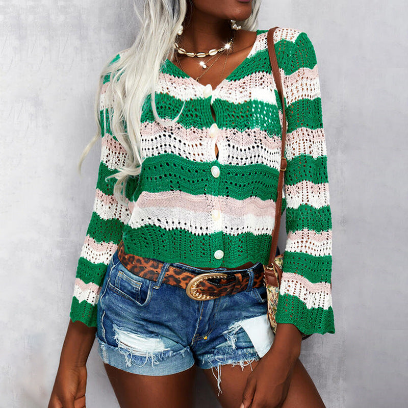 European And American Cardigan Single-Breasted Long-Sleeved Casual Jacket Women