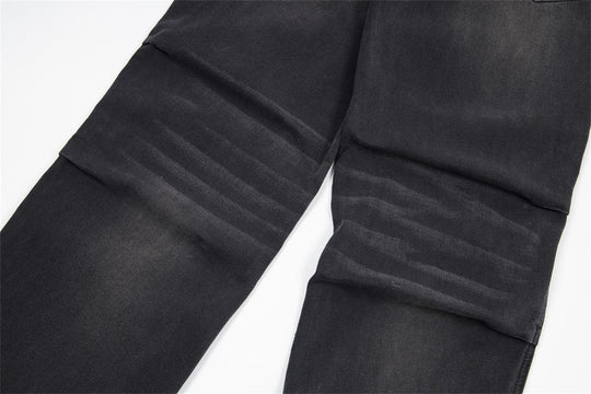 Distressed Washed Denim Loose Trousers For Men