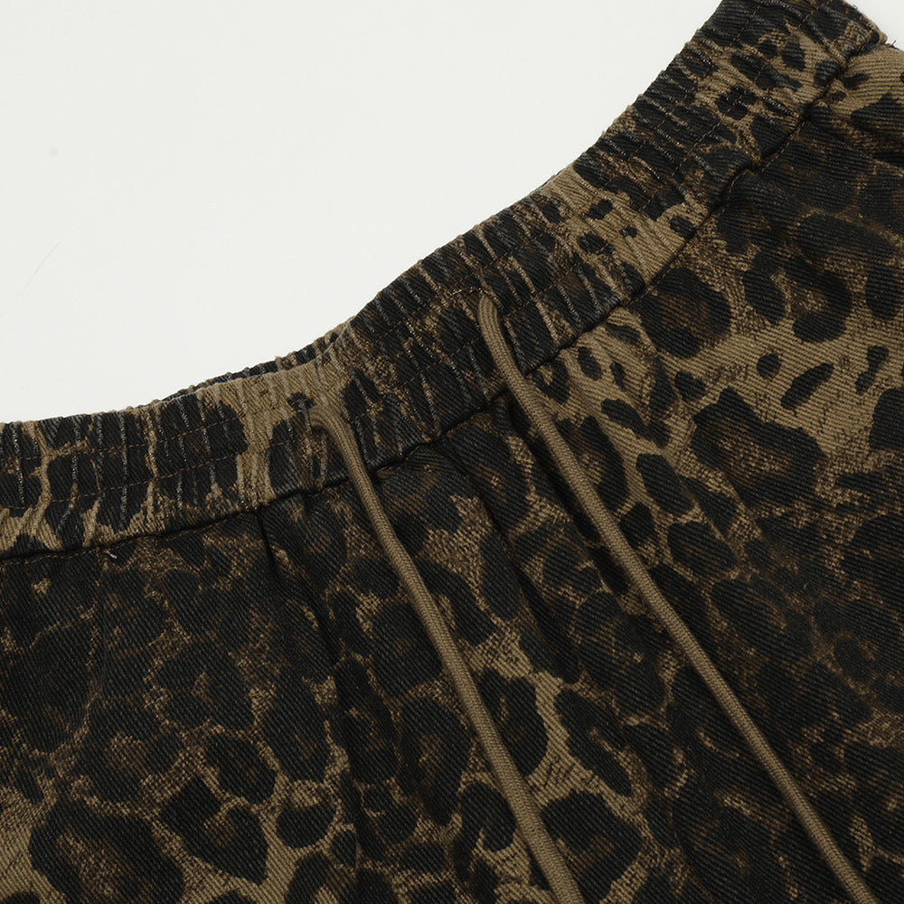 Fashion Leopard Print Cargo Shorts Men
