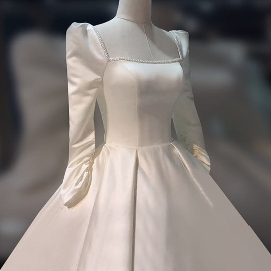 Long Sleeve French Tail Wedding Dress