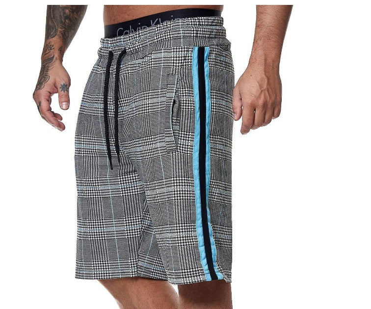 Check Striped Fashion Slim Shorts Beach Pants Men