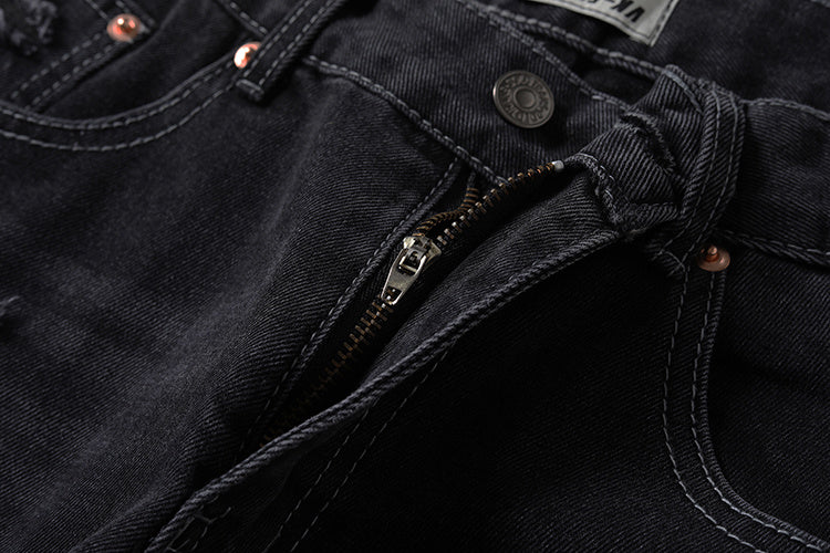 Washing Hole Denim Bootcut Trousers Men