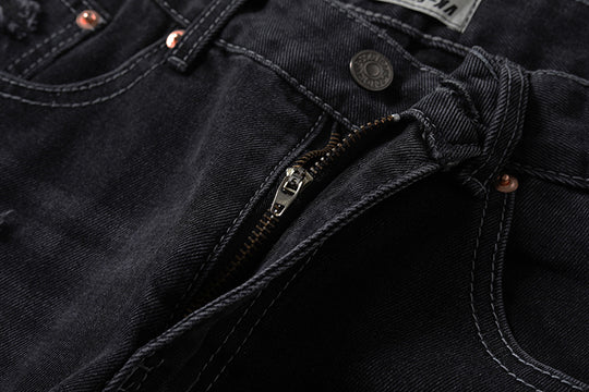 Washing Hole Denim Bootcut Trousers Men