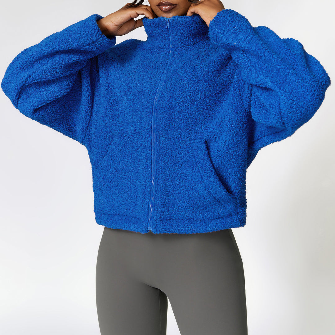 Winter Zipper Thermal Cashmere Fitness Sports Jacket For Women