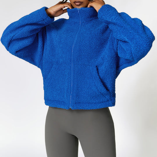Winter Zipper Thermal Cashmere Fitness Sports Jacket For Women