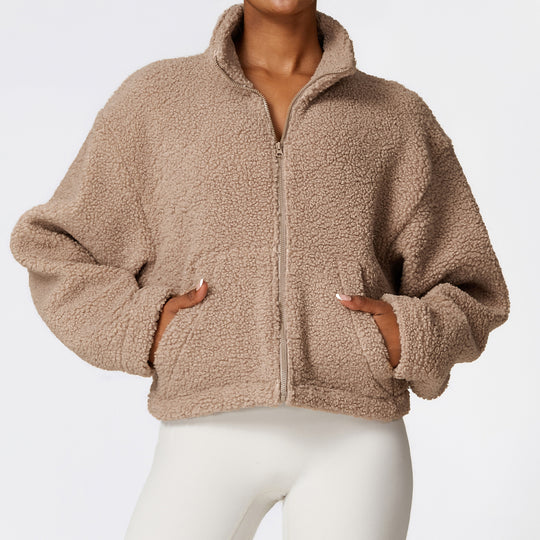 Winter Zipper Thermal Cashmere Fitness Sports Jacket For Women
