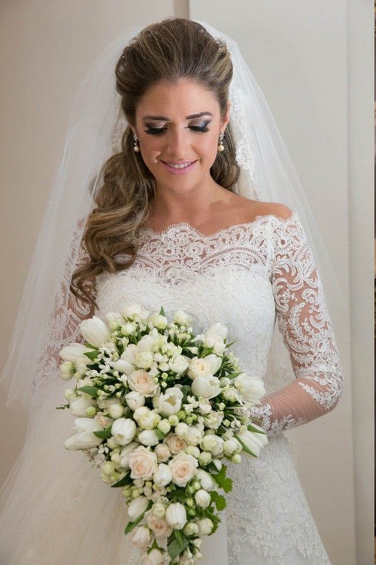 New Bridal One Shoulder Trailing Wedding Dress