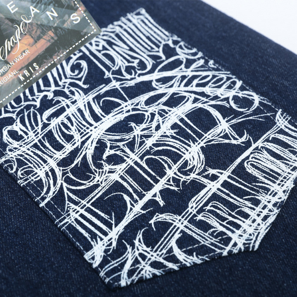 Letter Printing Straight Denim Shorts Men