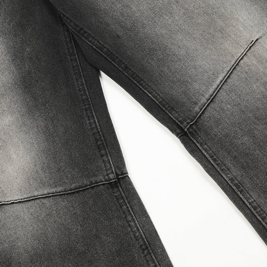 Contrast Color Denim Straight-leg Trousers Men