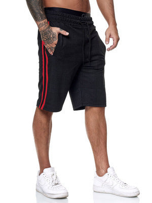 Check Striped Fashion Slim Shorts Beach Pants Men