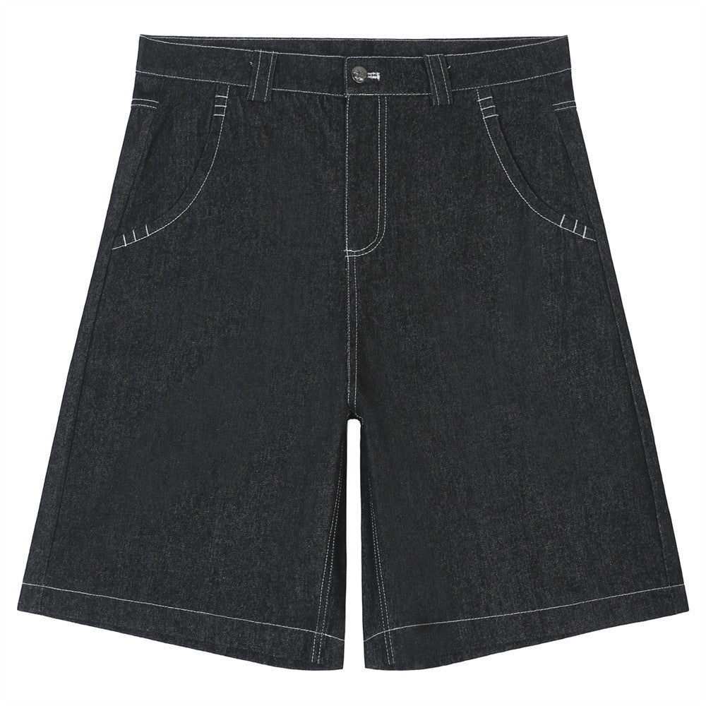 Letter Printing Straight Denim Shorts Men