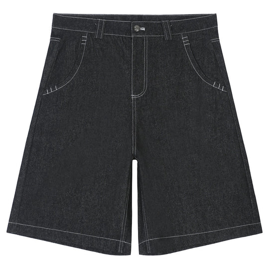 Letter Printing Straight Denim Shorts Men