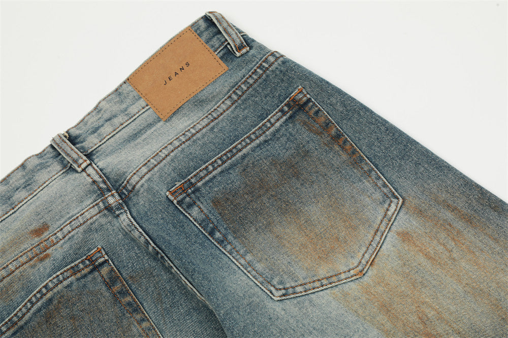 Fashion Holes Straight-leg Denim Men Trousers