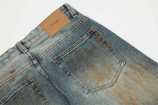 Fashion Holes Straight-leg Denim Men Trousers