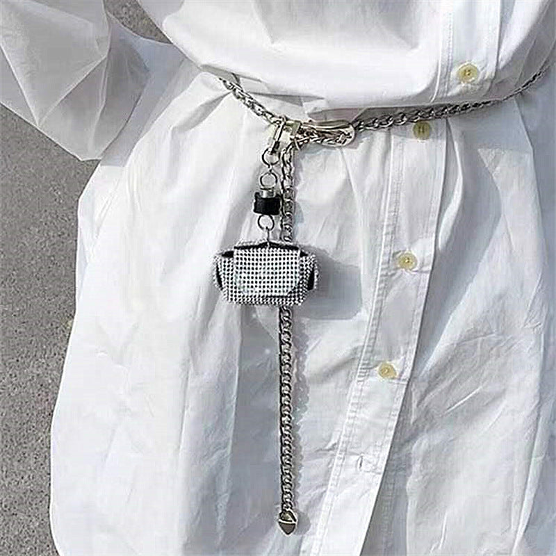 Fashion Rhinestone Bag Pearl Waist Chain