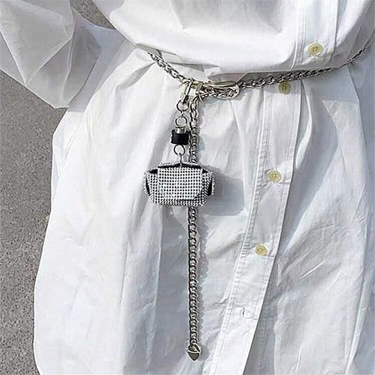 Fashion Rhinestone Bag Pearl Waist Chain