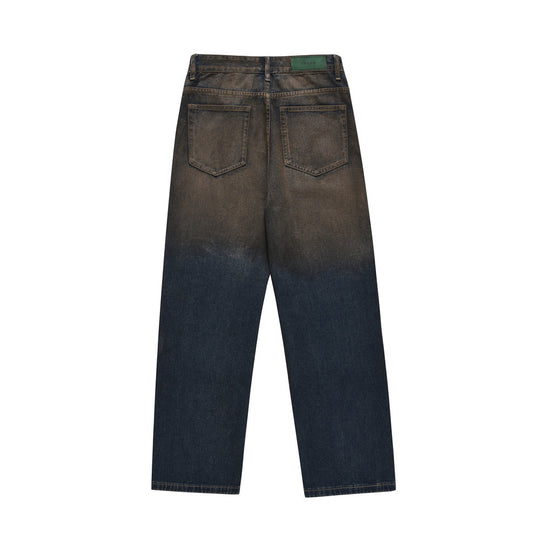 Distressed Dirty Denim Loose Trousers For Men